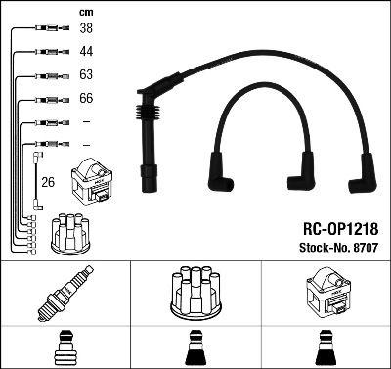 NGK 8707 Zündleitungssatz RC-OP1218 |Zündkabel