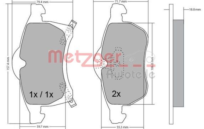 METZGER 1170091 Bremsbelagsatz, Scheibenbremse WVA 23 057