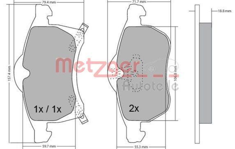 METZGER 1170091 Bremsbelagsatz, Scheibenbremse WVA 23 057