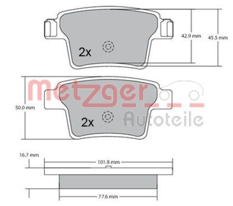 METZGER 1170092 Bremsbelagsatz, Scheibenbremse WVA 24 260