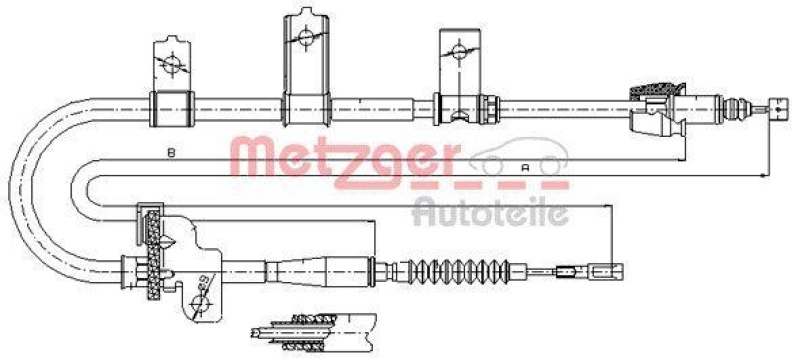 METZGER 17.6021 Seilzug, Feststellbremse für KIA hinten links