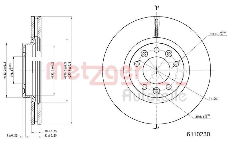 METZGER 6110230 Bremsscheibe Lack/Ks/Ms für PEUGEOT VA