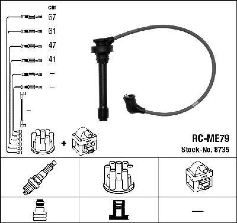 NGK 8735 Zündleitungssatz RC-ME79 |Zündkabel