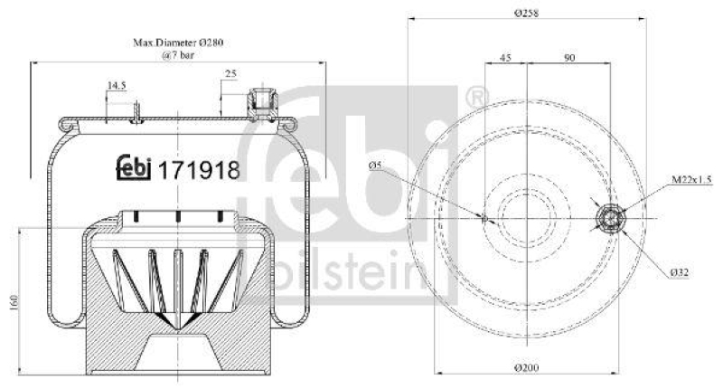 FEBI BILSTEIN 171918 Luftfederbalg mit Kunststoffkolben für Mercedes-Benz