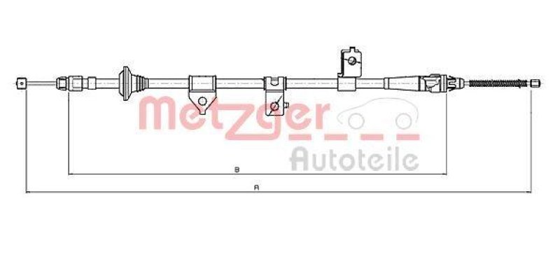 METZGER 17.6026 Seilzug, Feststellbremse für KIA hinten rechts