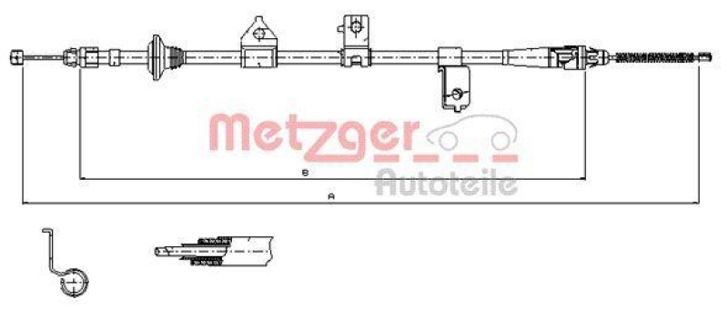 METZGER 17.6027 Seilzug, Feststellbremse für KIA hinten links