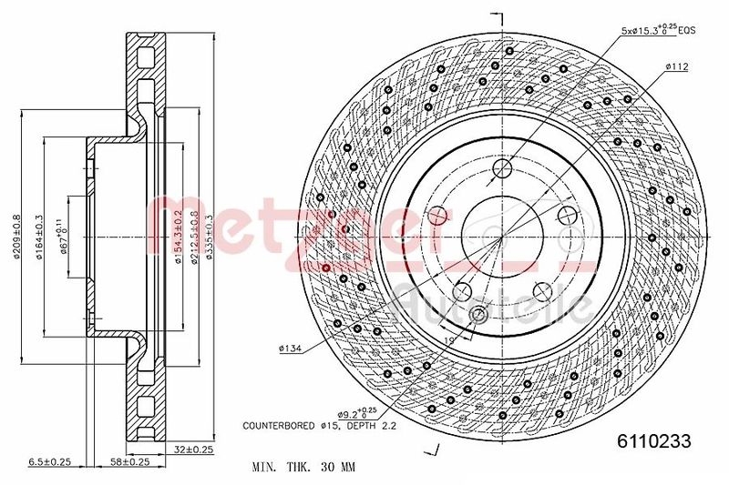 METZGER 6110233 Bremsscheibe Lack/Ks für MB VA