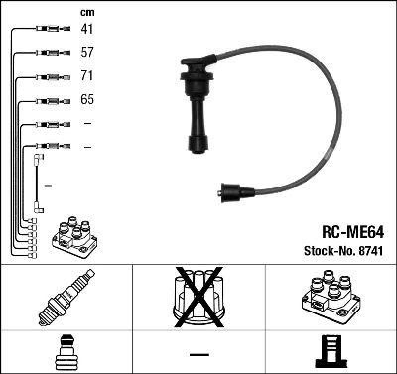 NGK 8741 Zündleitungssatz RC-ME64 |Zündkabel