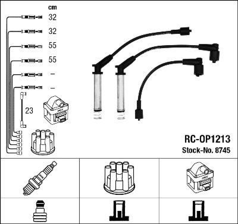 NGK 8745 Zündleitungssatz RC-OP1213 |Zündkabel