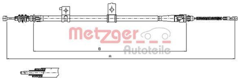 METZGER 17.6032 Seilzug, Feststellbremse für KIA hinten links