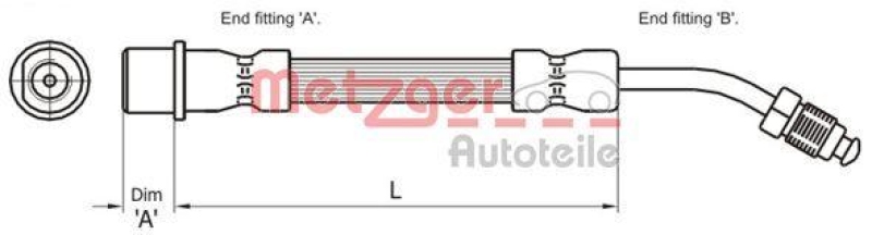 METZGER 4111109 Bremsschlauch für PEUGEOT HA rechts