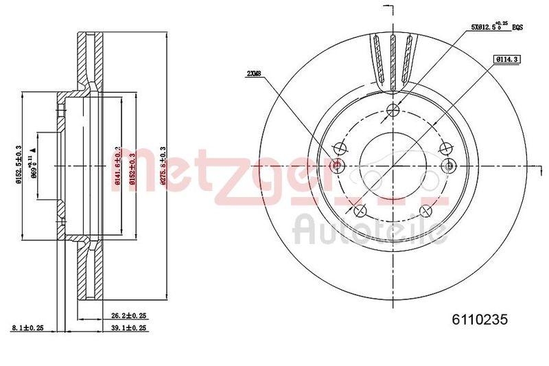 METZGER 6110235 Bremsscheibe Lack/Ks für HYUNDAI VA