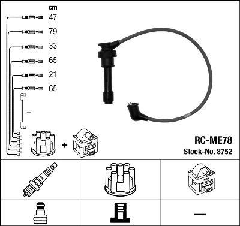 NGK 8752 Zündleitungssatz RC-ME78 |Zündkabel