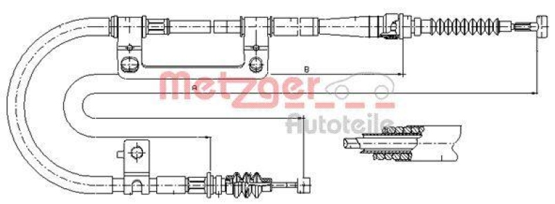 METZGER 17.6042 Seilzug, Feststellbremse für KIA hinten rechts