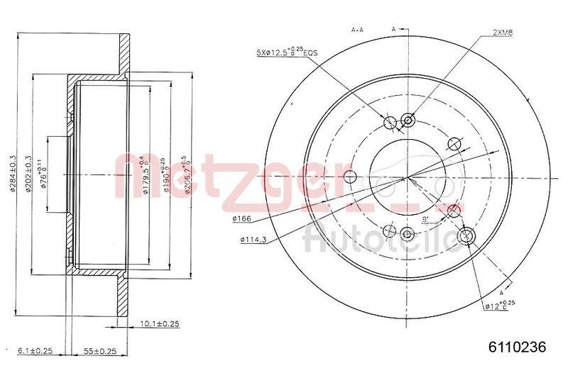 METZGER 6110236 Bremsscheibe Lack/Ks für HYUNDAI/KIA HA