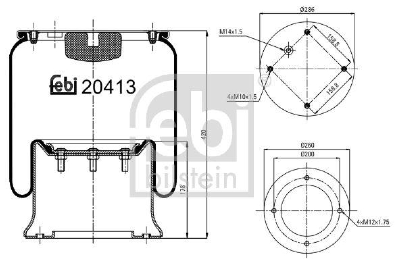 FEBI BILSTEIN 20413 Luftfederbalg mit Stahlkolben für Scania