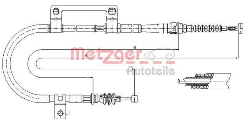 METZGER 17.6043 Seilzug, Feststellbremse für KIA hinten links