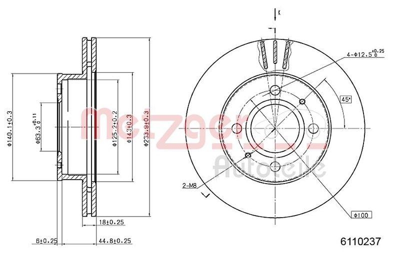 METZGER 6110237 Bremsscheibe Lack/Ks für HYUNDAI VA