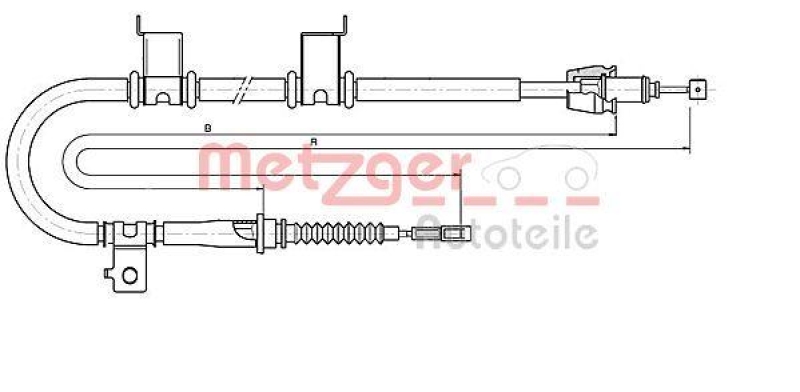 METZGER 17.6052 Seilzug, Feststellbremse für KIA hinten links