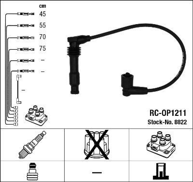 NGK 8822 Zündleitungssatz RC-OP1211 |Zündkabel