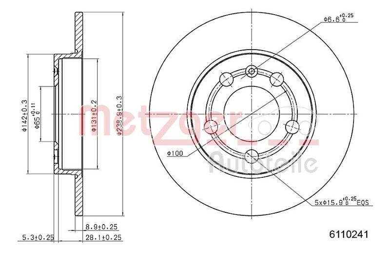 METZGER 6110241 Bremsscheibe Lack/Ks/Ms für AUDI HA