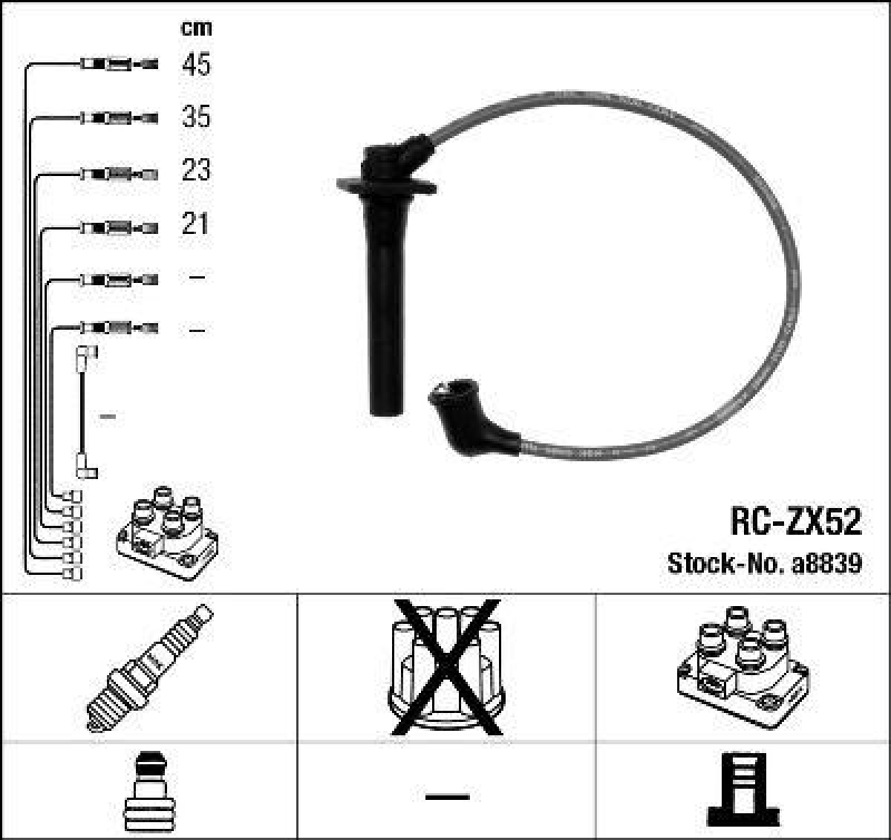 NGK 8839 Zündleitungssatz RC-ZX52 |Zündkabel