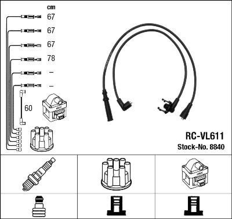 NGK 8840 Zündleitungssatz RC-VL611 |Zündkabel