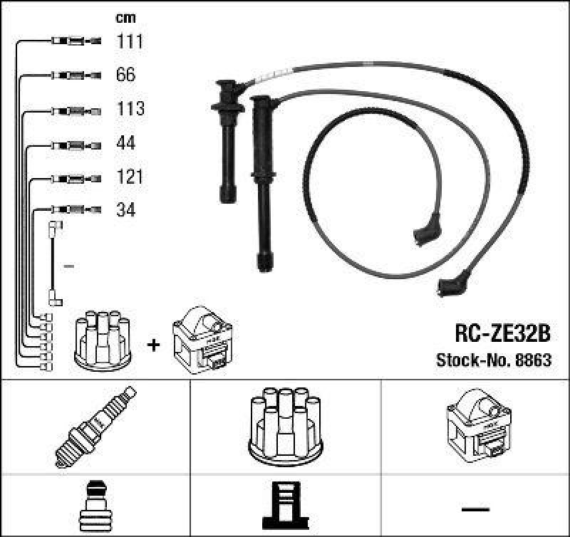 NGK 8863 Zündleitungssatz RC-ZE32B |Zündkabel