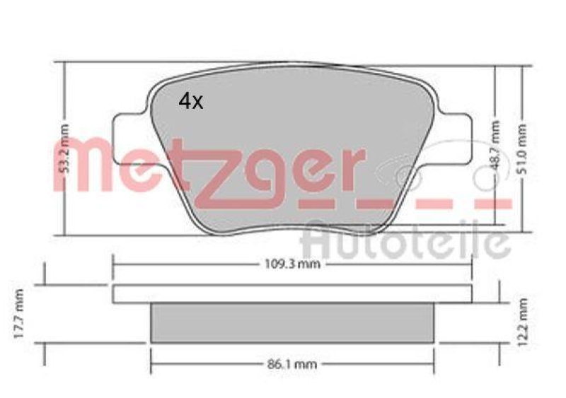 METZGER 1170106 Bremsbelagsatz, Scheibenbremse WVA 24 563