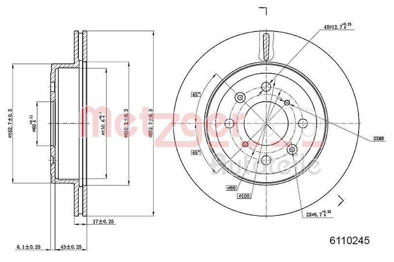 METZGER 6110245 Bremsscheibe Lack/Ks für SUZUKI VA