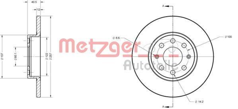 METZGER 6110246 Bremsscheibe Lack/Ks für FIAT/OPEL VA