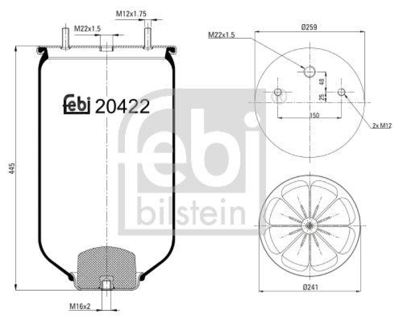 FEBI BILSTEIN 20422 Luftfederbalg ohne Kolben für Sauer