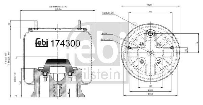 FEBI BILSTEIN 174300 Luftfederbalg mit Kunststoffkolben für Sauer