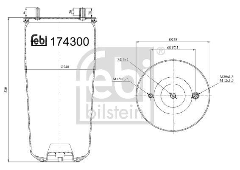 FEBI BILSTEIN 174301 Luftfederbalg ohne Kolben für Bergische Achsen