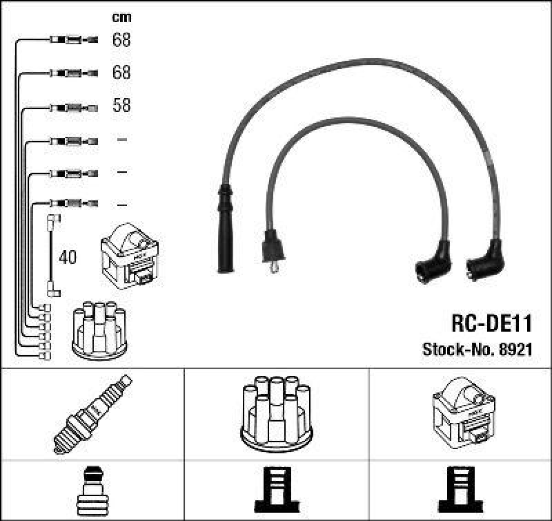 NGK 8921 Zündleitungssatz RC-DE11 |Zündkabel