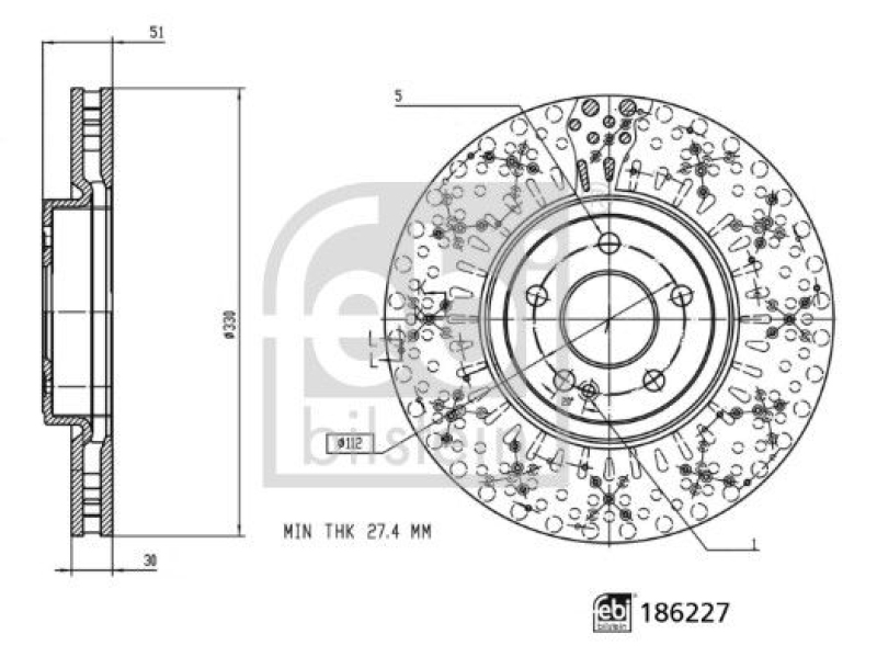 FEBI BILSTEIN 186227 Bremsscheibe für Mercedes-Benz