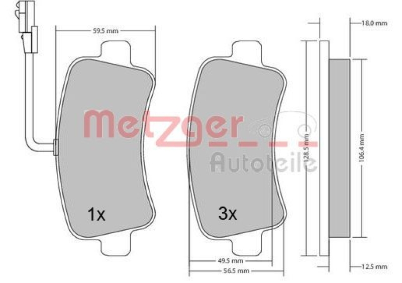 METZGER 1170111 Bremsbelagsatz, Scheibenbremse WVA 25 112