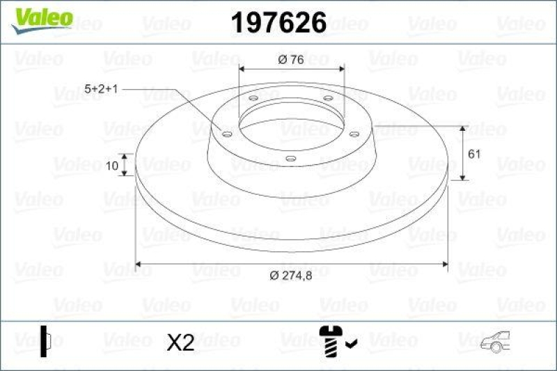 VALEO 197626 Bremsscheibe