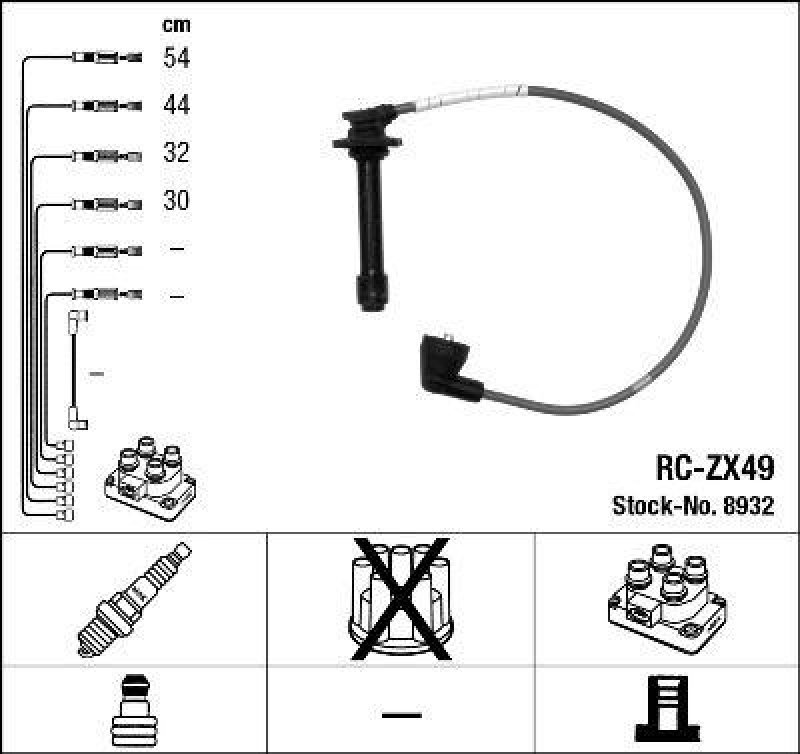 NGK 8932 Zündleitungssatz RC-ZX49 |Zündkabel