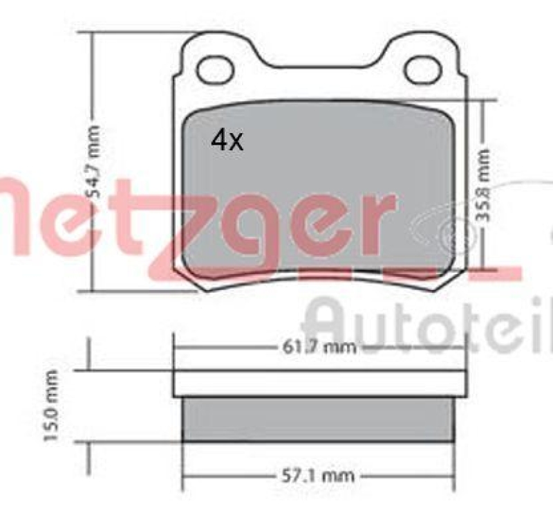 METZGER 1170112 Bremsbelagsatz, Scheibenbremse WVA 20 687