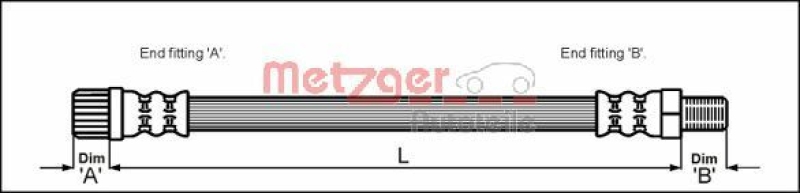 METZGER 4111162 Bremsschlauch für PEUGEOT VA links/rechts