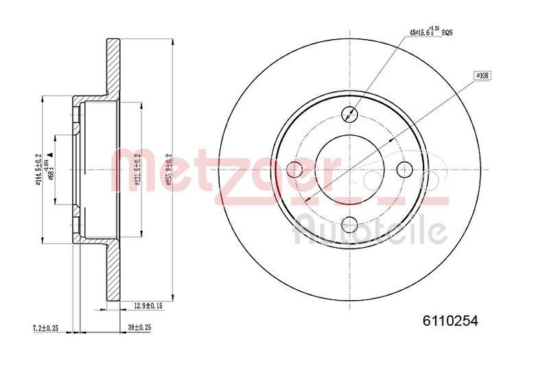 METZGER 6110254 Bremsscheibe Lack/Ks für AUDI VA