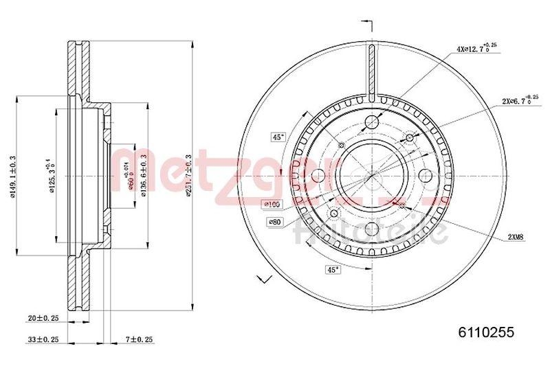 METZGER 6110255 Bremsscheibe Lack/Ks für SUZUKI VA