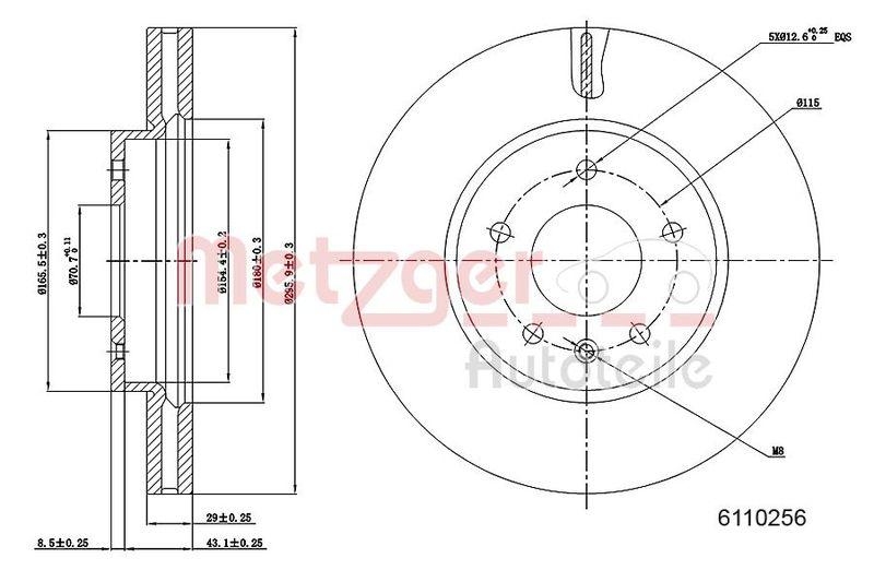 METZGER 6110256 Bremsscheibe Lack/Ks für OPEL VA