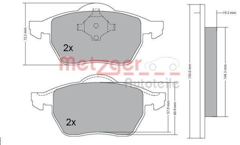 METZGER 1170114 Bremsbelagsatz, Scheibenbremse WVA 21 624