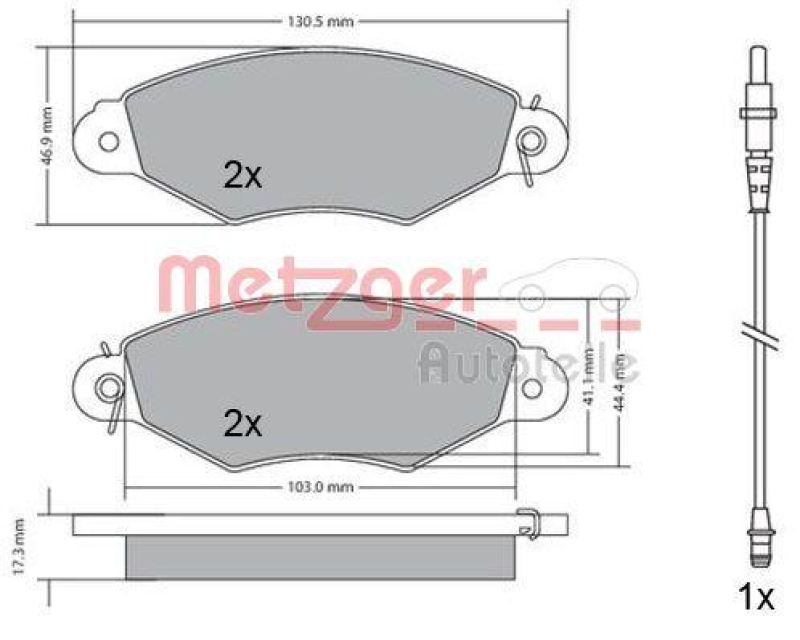 METZGER 1170115 Bremsbelagsatz, Scheibenbremse WVA 21 980