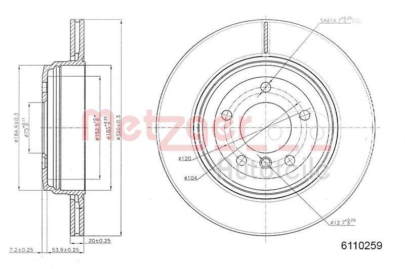 METZGER 6110259 Bremsscheibe Lack/Ks/Ms/Hc für BMW HA