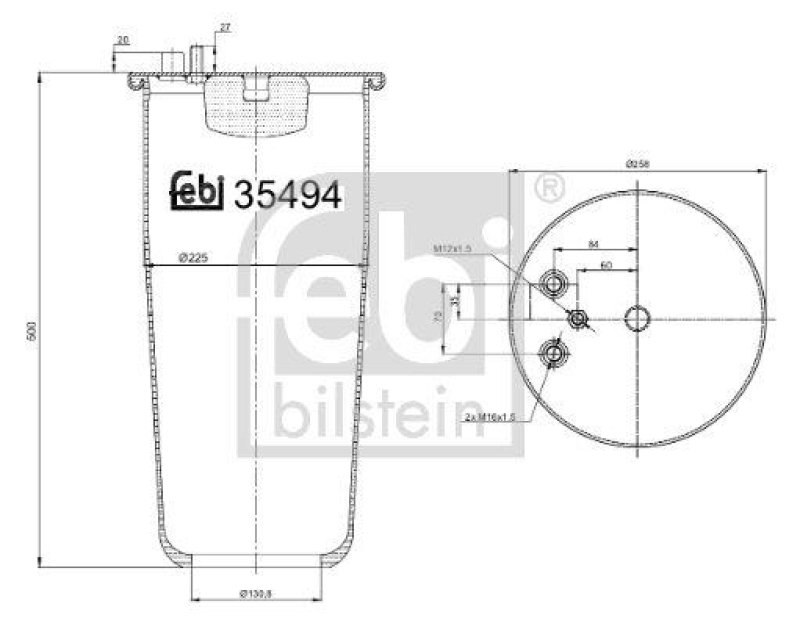 FEBI BILSTEIN 35494 Luftfederbalg ohne Kolben für M A N