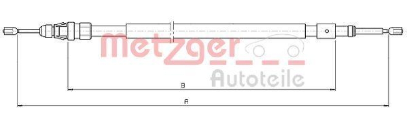 METZGER 10.4523 Seilzug, Feststellbremse für CITROEN/PEUGEOT hinten links/rechts