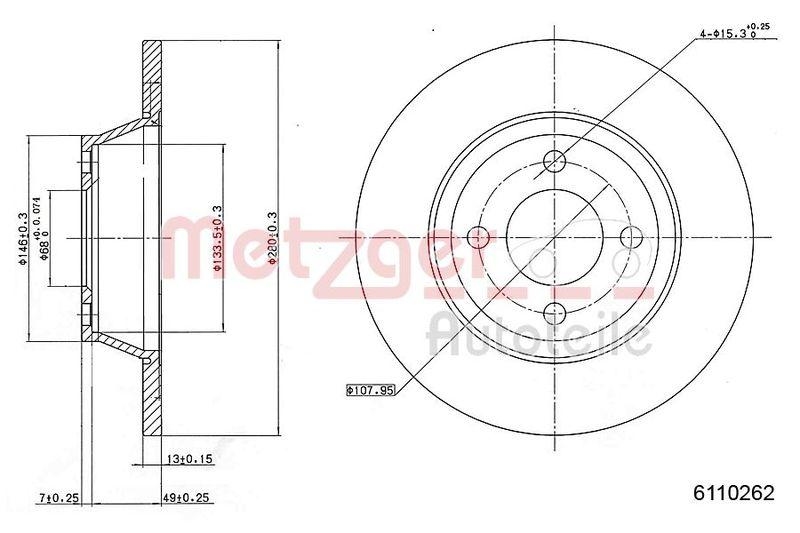 METZGER 6110262 Bremsscheibe Lack/Ks für AUDI VA